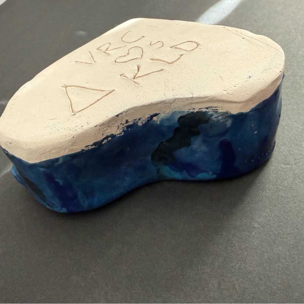 Vibrant Heart-Shaped Blue multicolor Ceramic Ashtray - Picture 7 of 11